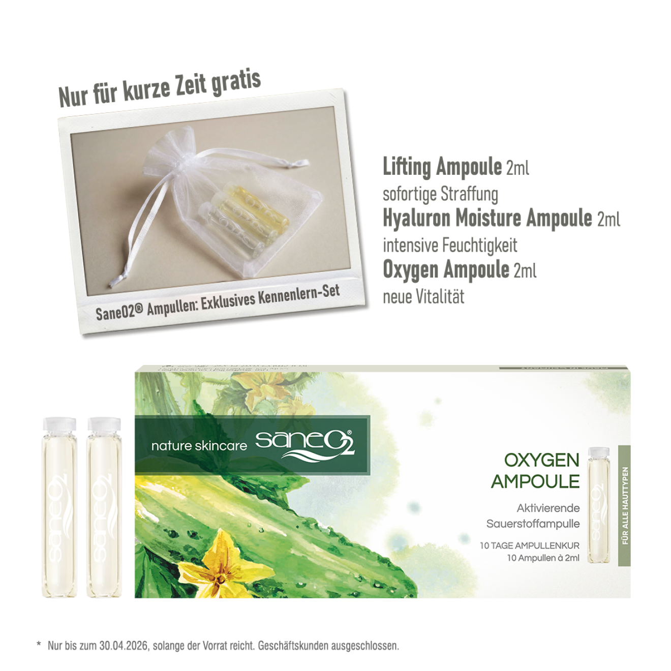 Saneo2 Oxygen Ampoule strafft und glättet die Haut