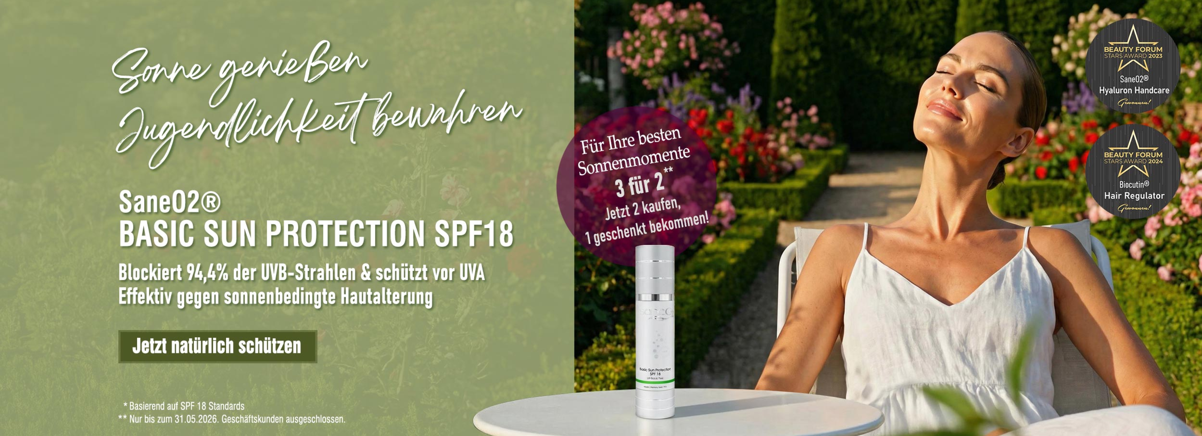 SaneO2 Basic Sun Protection SPF18 2+1