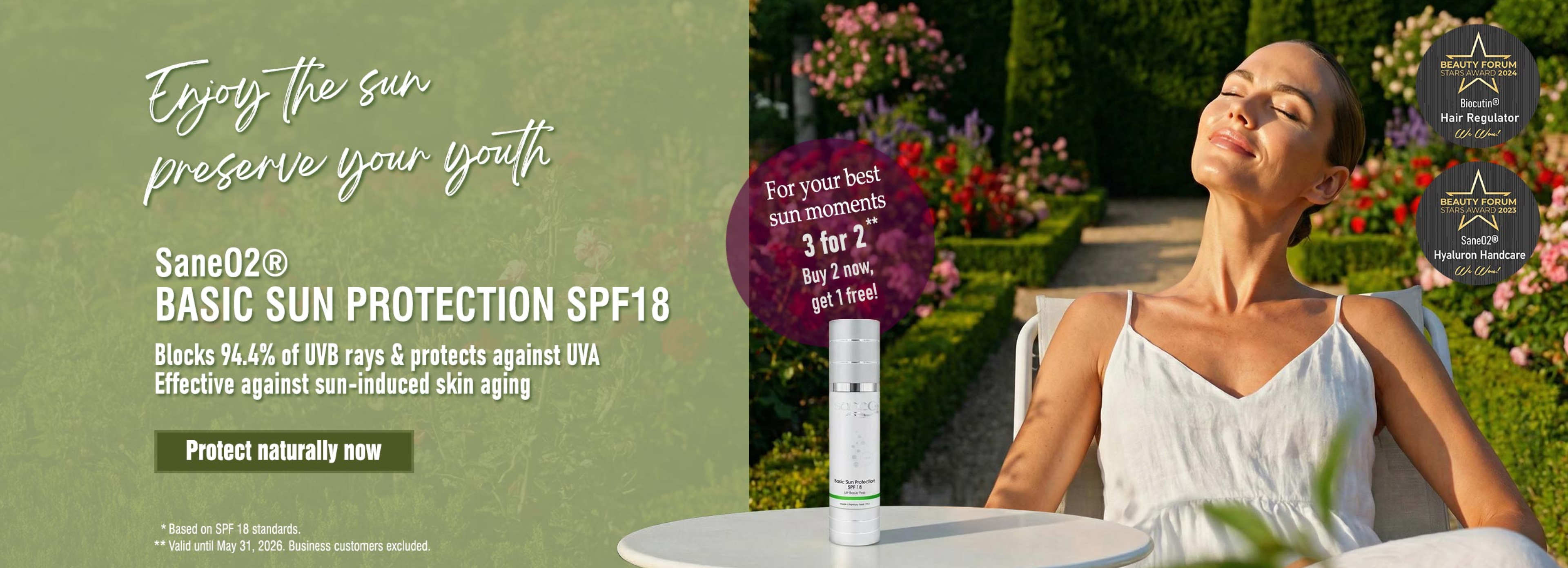 SaneO2 Basic Sun Protection SPF18 2+1